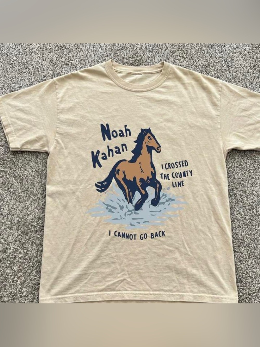 Noah Kahan Beige Graphic Tee — Horse Illustration